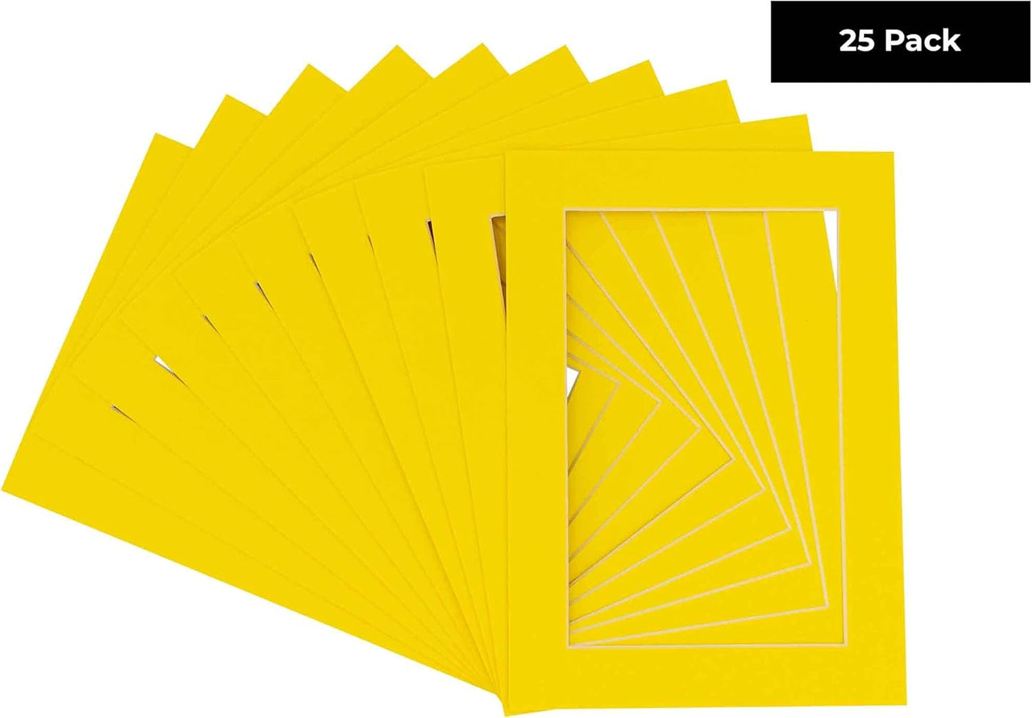 Pack of 25 Acid Free 8x10 Mats Bevel Cut for 5.5x8.5 Photos - Yellow Precut Matboards For Pictures, Photos, Framing - 4-ply Thickness