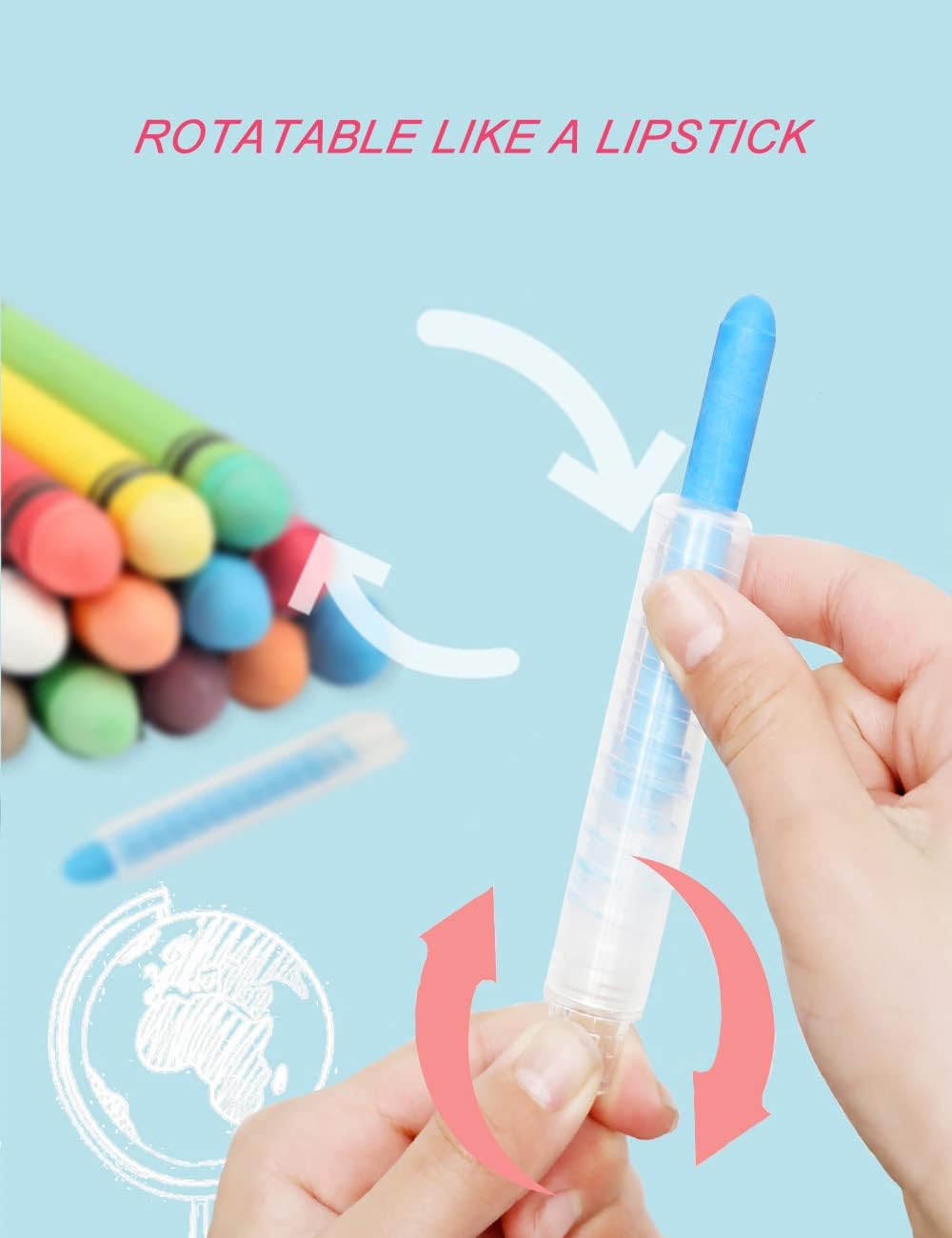 Non-toxic Dustless Chalk for Kids, Colored Chalk With Holder The Best Art Tool for Blackboard Kids Children Drawing Writing,24PCS