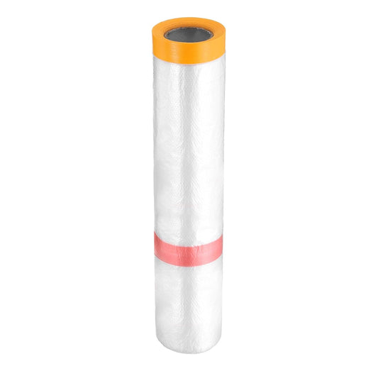 HARFINGTON Pre-Taped Masking Film 78.7" x32.8ft Double Adhesive Tape and Drape Painters Plastic Drop Cloth Film with Tape Plastic Sheeting for Automotive Painting Covering