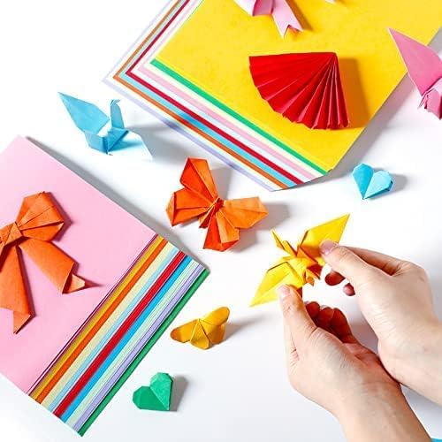 2 Pack 10 Colors Origami Paper Double Sided Color 100 Sheets Square Easy Fold Paper for Beginner (Centimeters, 15x15)