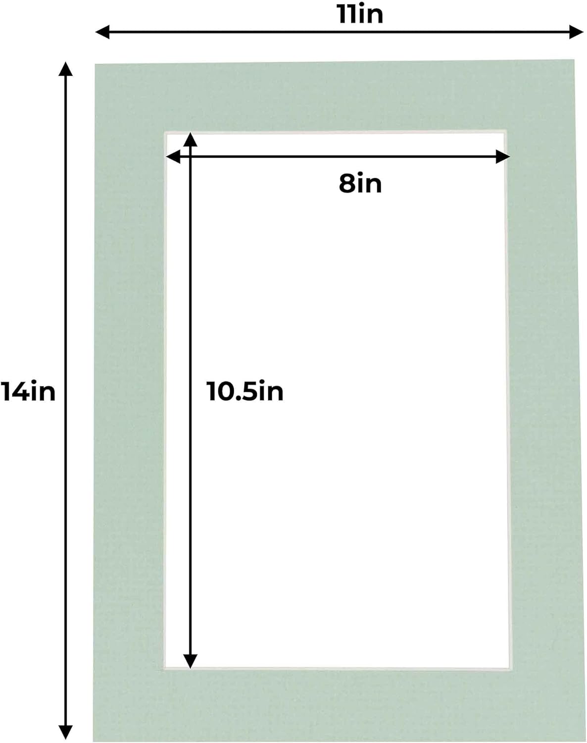 11x14 Mat for 8.5x11 Photo - Precut Honeydew Green Picture Matboard for Frames 11 x 14 Inches - Bevel Cut to Display Art 8.5 x 11 Inches - Acid Free Pack of 10 MATS with Backing Boards & Clear Bags