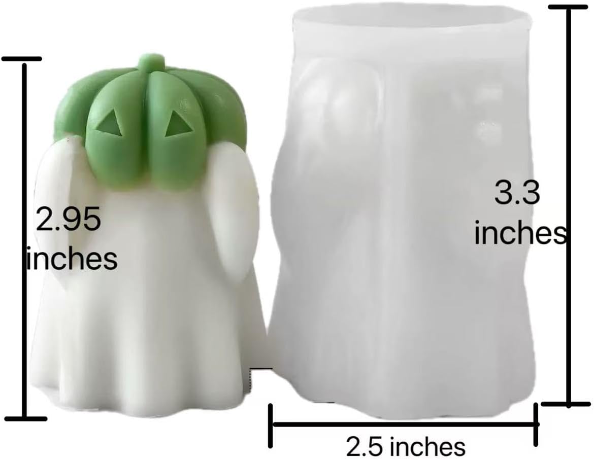 Ghost Holding Pumpkin Resin Mold, Halloween Candle Making Molds Fun Kit Cute Ghost and Pumpkin Epoxy Resin Molds Silicone DIY Craft