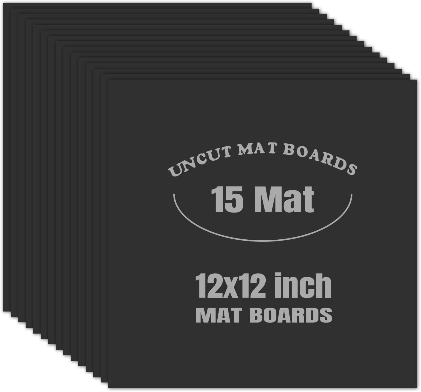 AUEAR, 15 Pack 12x12 Uncut Matte Boards Black Photo Mat Board Great for Picture Framing, Print, Artwork