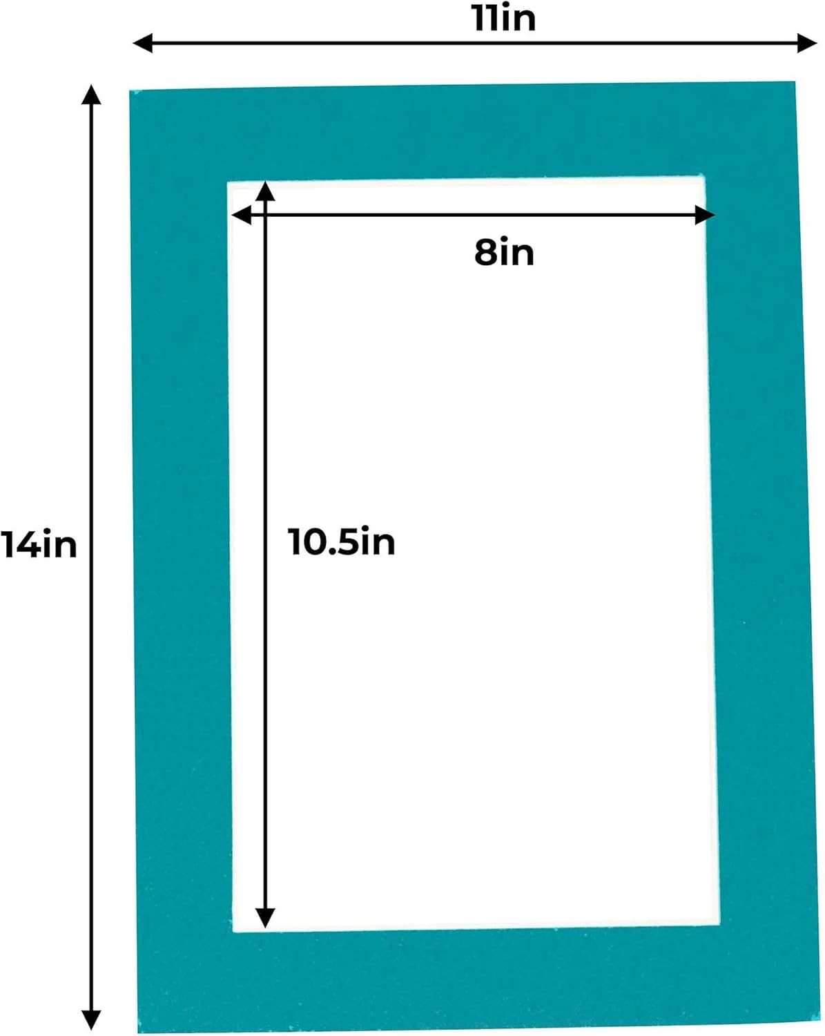 11x14 Mat for 8.5x11 Photo - Precut Teal Blue Picture Matboard for Frames 11 x 14 Inches - Bevel Cut Matte to Display Art 8.5 x 11 Inches - Acid Free Pack of 10 MATS with Backing Boards & Clear Bags