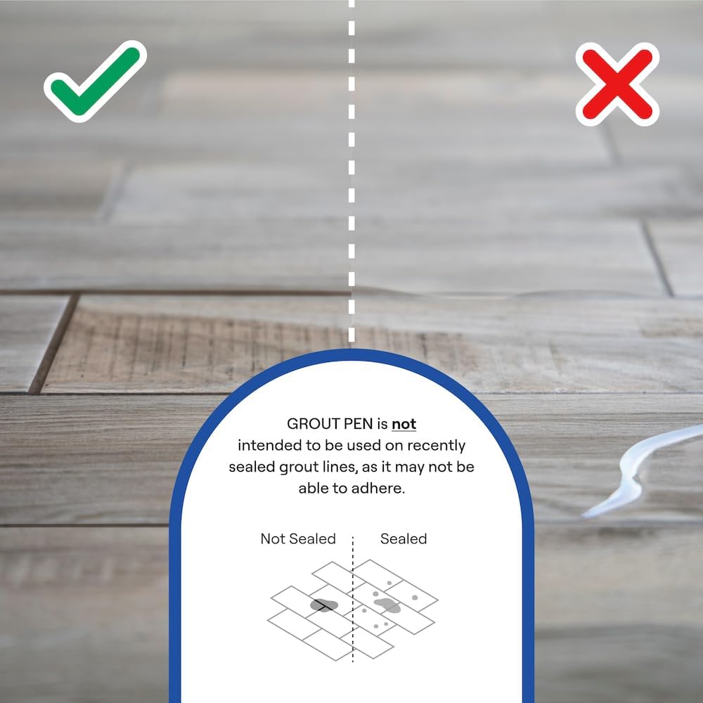 Grout Pen Grout Paint: Waterproof Tile Paint Grout Refresh Restorer for Floor, Kitchen & Bathroom Shower Tiles - Light Grey - Can Size for Larger Projects - 125ml (4.2oz)