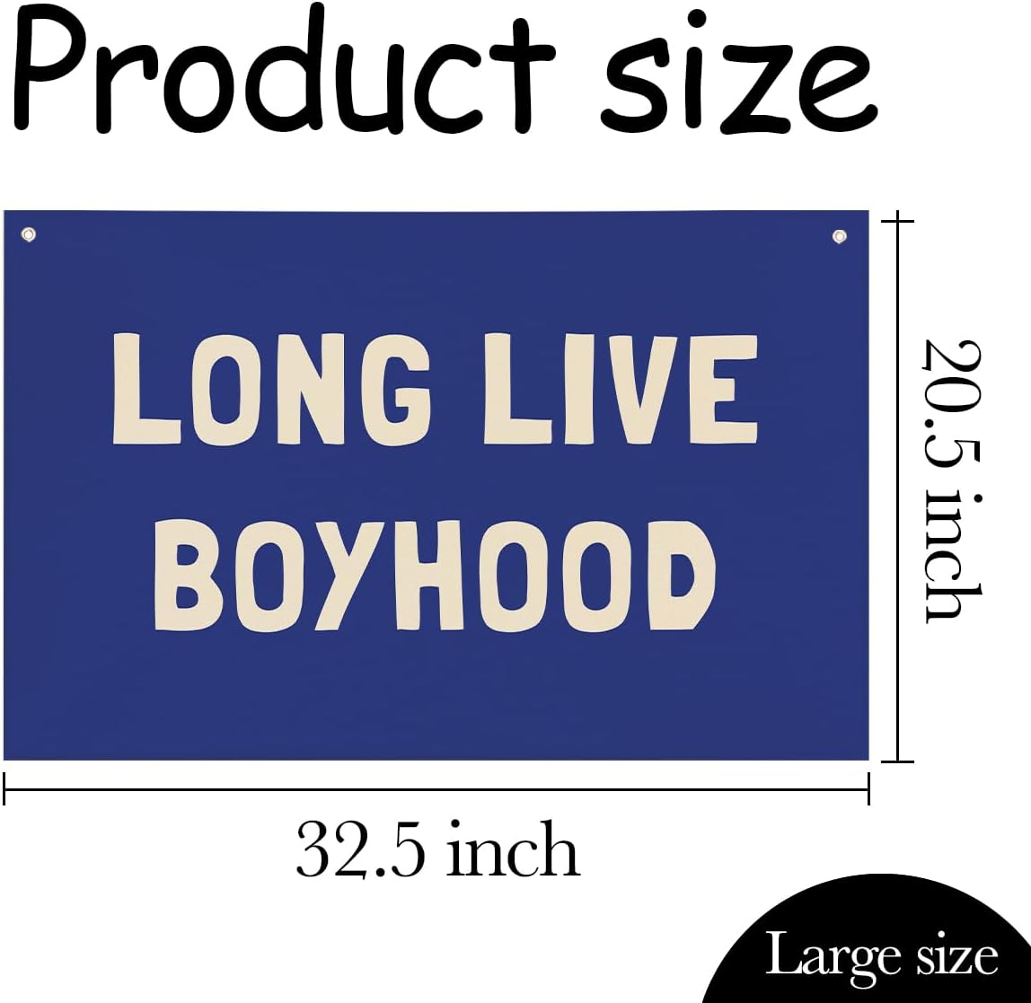 Long Live Boyhood Banner, Boys Room Decor, Canvas Banner Wall Hanging Flag Decor for Nursery Playroom Toddler Room