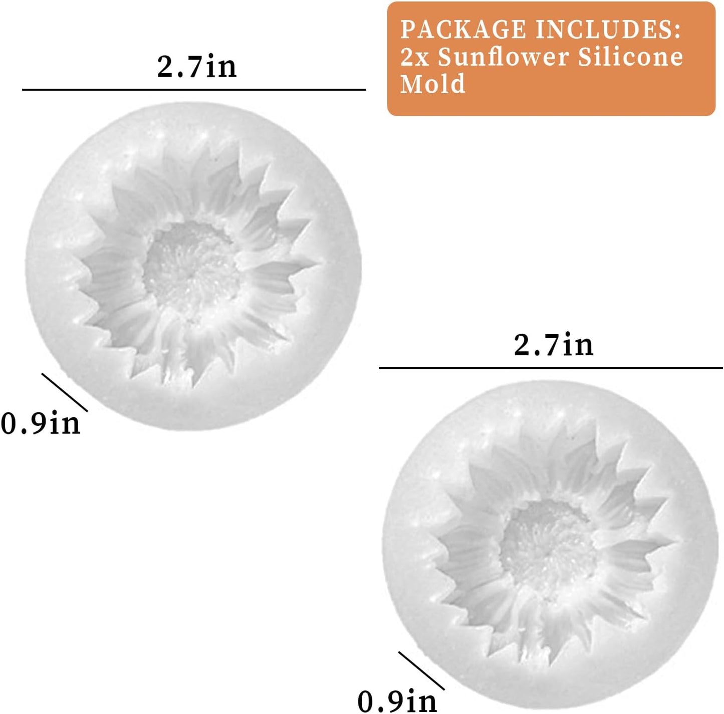 Wehous 2PCS Sunflower Candle Mold Unique Flower Silicone Fondant Chocolate Cake Decor Molds 3D Floral Silicone Molds for Resin Candle Soap Wax Polymer Clay Concrete Art Craft Home Ornament