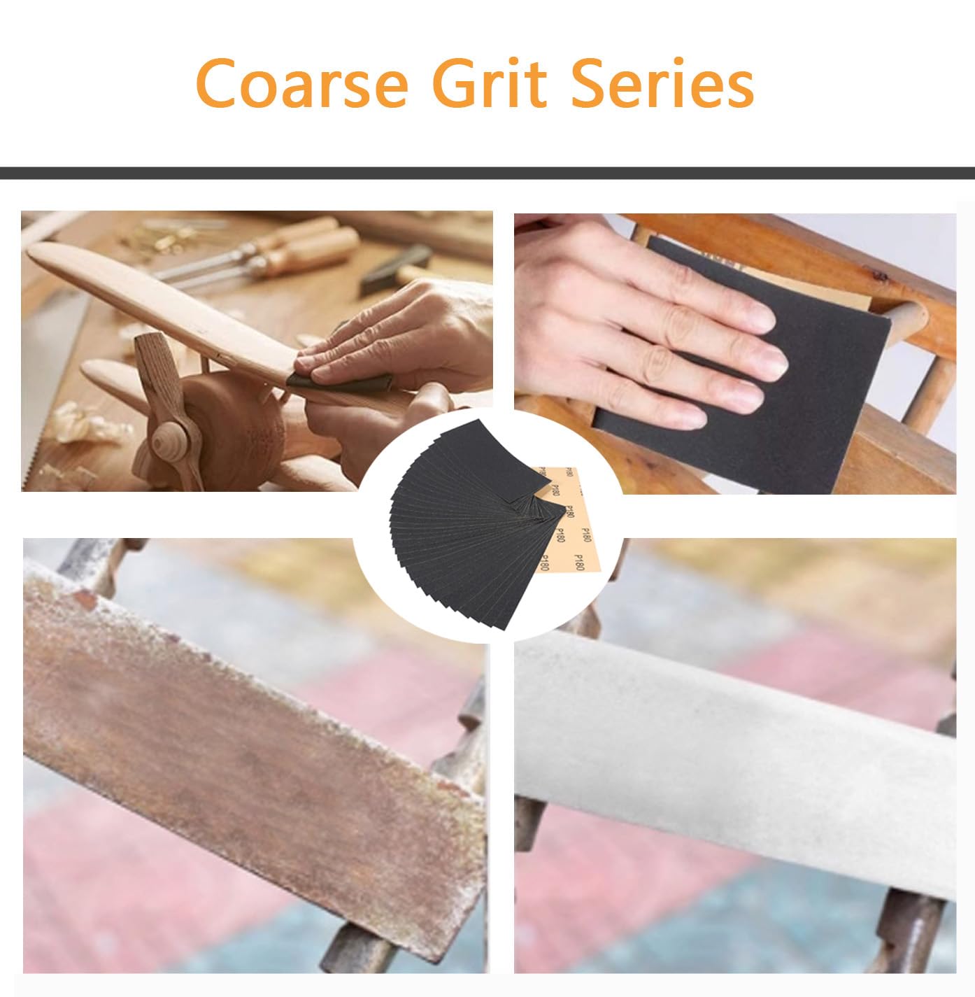 30Pcs 9 x 3.6 Inchs 180 Grit Wet and Dry Handmade Universal Sanding Sheets, Suitable for Woodworking Furniture/Automobiles/Metal/Lacquer Polishing Sandpaper