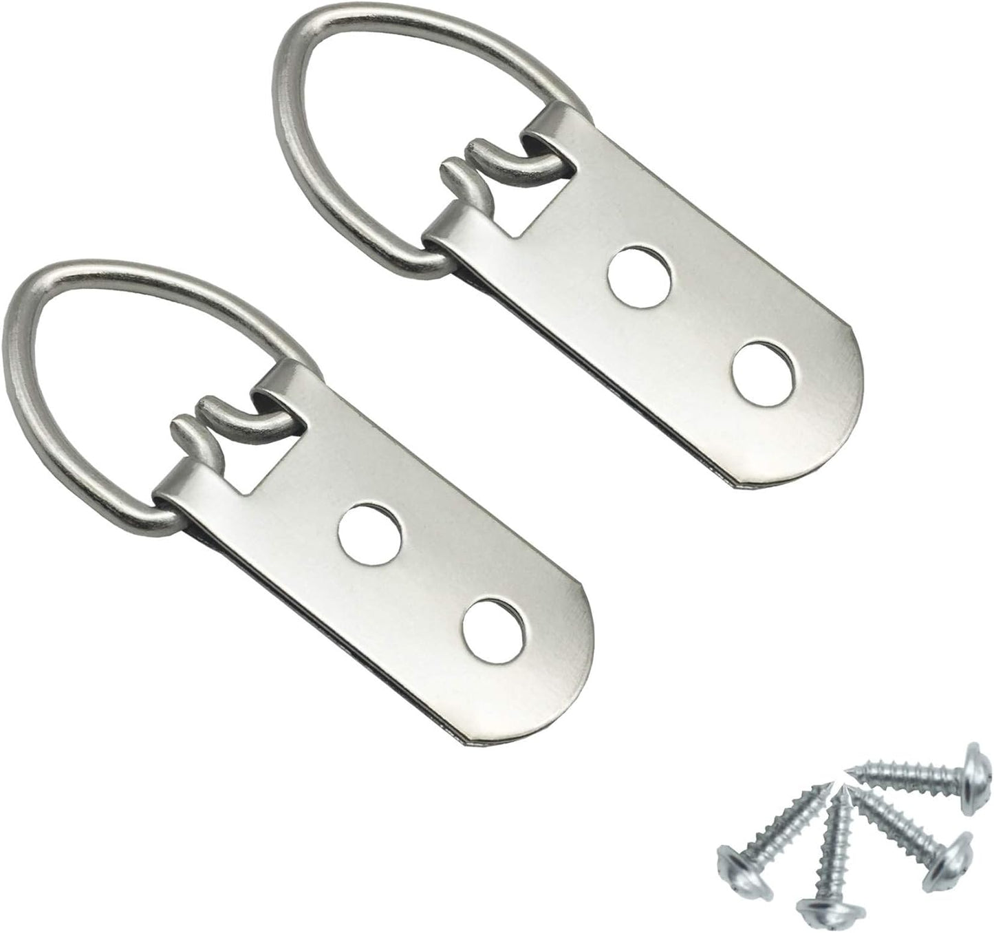 40 Pack D-Ring Steel Picture Hangers Heavy Duty with Screws Picture Frames Double Holes Clasp Picture Hang Solutions