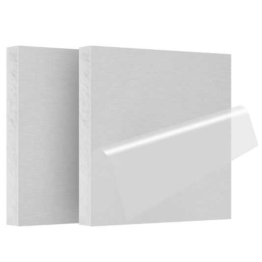 2Pack 6061 T651 Aluminum Sheet Metal 4 x 4 x 1/2Inch (12.7MM) Flat Plain Thickened Aluminum Plate Covered with Protective Film, Heat Treatable Rectangle 0.50" Thick Aluminum Metal Plate for Industrial