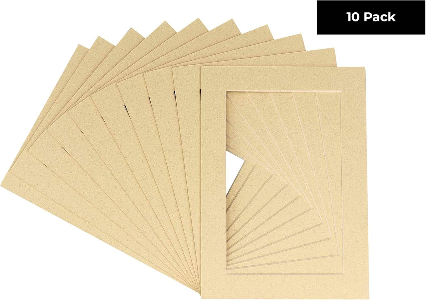 8x10 Mat for 6x8 Photo - Precut Tan Picture Matboard for Frames Measuring 8 x 10 Inches - Bevel Cut Matte to Display Art Measuring 6 x 8 Inches - Acid Free Pack of Ten MATS