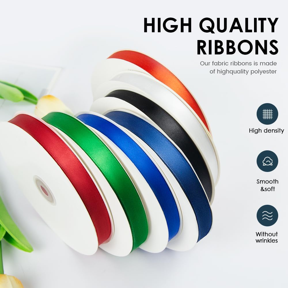 5/8" Wide x 100 Yards Single Face Polyester Satin Ribbon, Satin Ribbon for Crafts, Gift, Hair Bows, Wedding Party Decoration, Bow Making & Other Projects (Baby Blue)