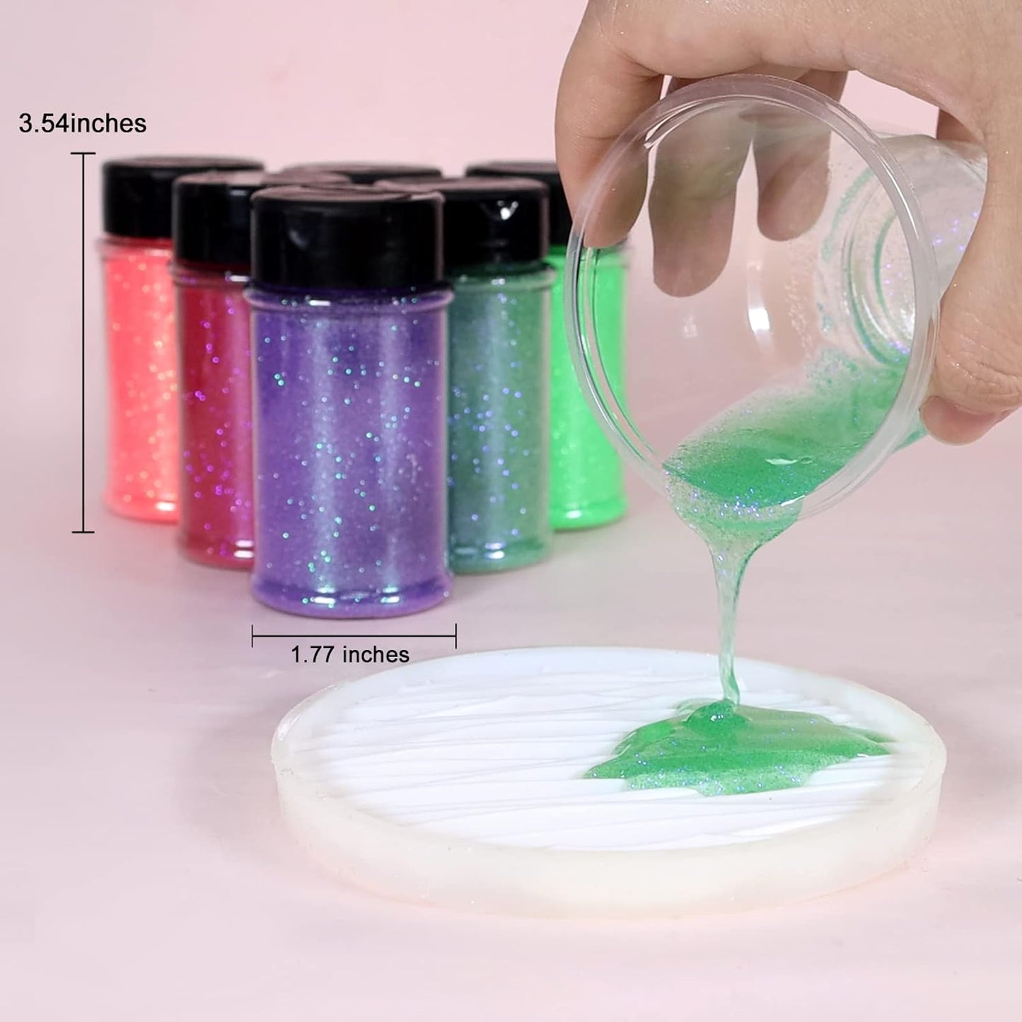 Renfio Iridescent Ultra Fine Glitter Powder Resin Supplies Glitters 1.94 Oz (55g) PET Flake Crafts Sequins 1/128" 0.008" 0.2mm Epoxy Chips Flakes for Tumblers Slime Painting - Magic Rose Pink