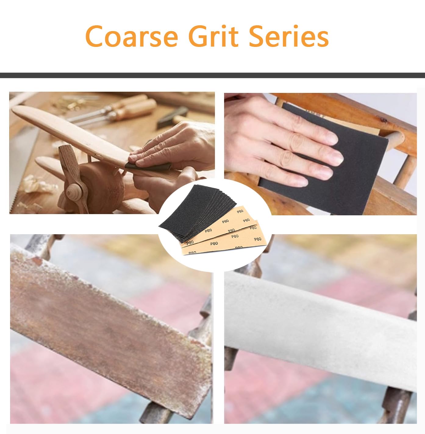 30Pcs 9 x 3.6 Inchs 80 Grit Wet and Dry Handmade Universal Sanding Sheets, Suitable for Woodworking Furniture/Automobiles/Metal/Lacquer Polishing Sandpaper