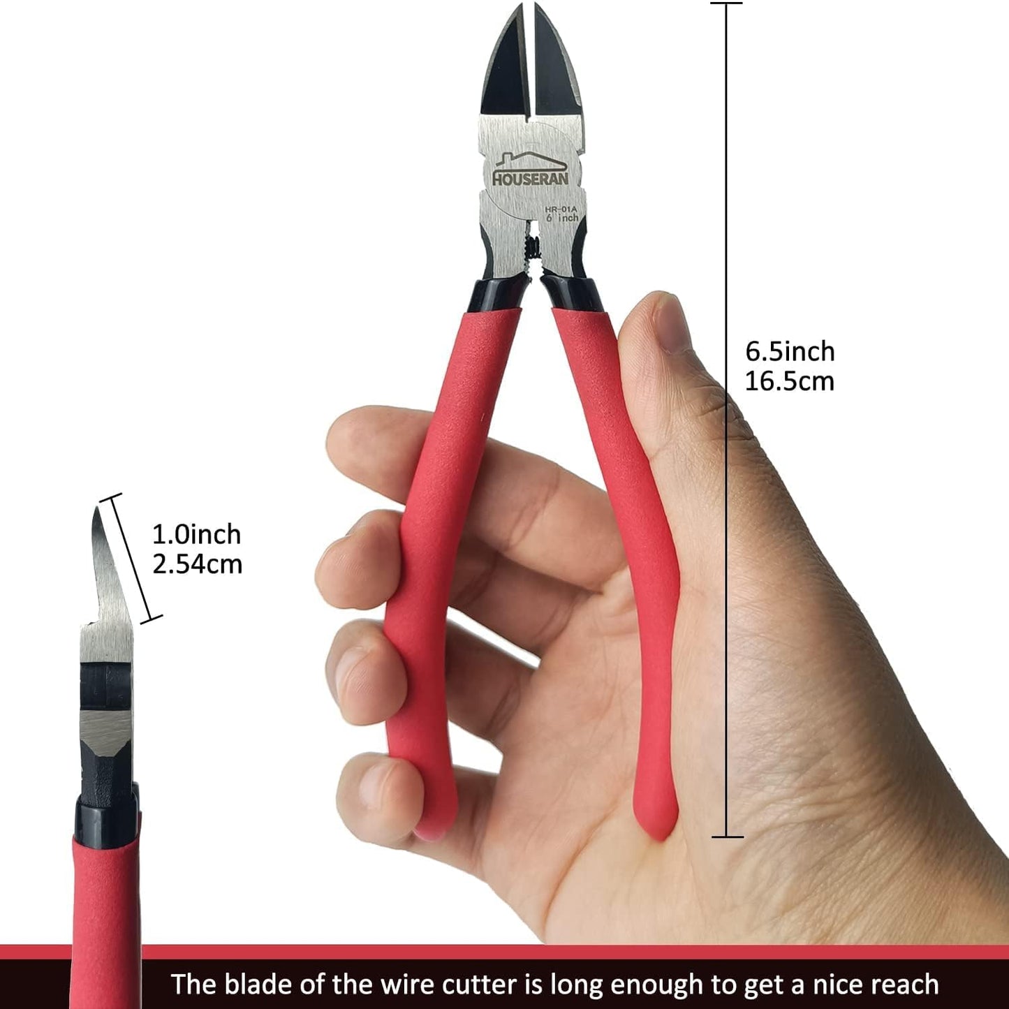 Wire Cutters 10 Pack, 6" Dykes Cutteres, HOUSERAN Wire Snips with Non-slip Red Handle, Side Cutter, With Spring Loaded, Flush-Cutter for Artificial Flowers, Crafts, Zip Tie
