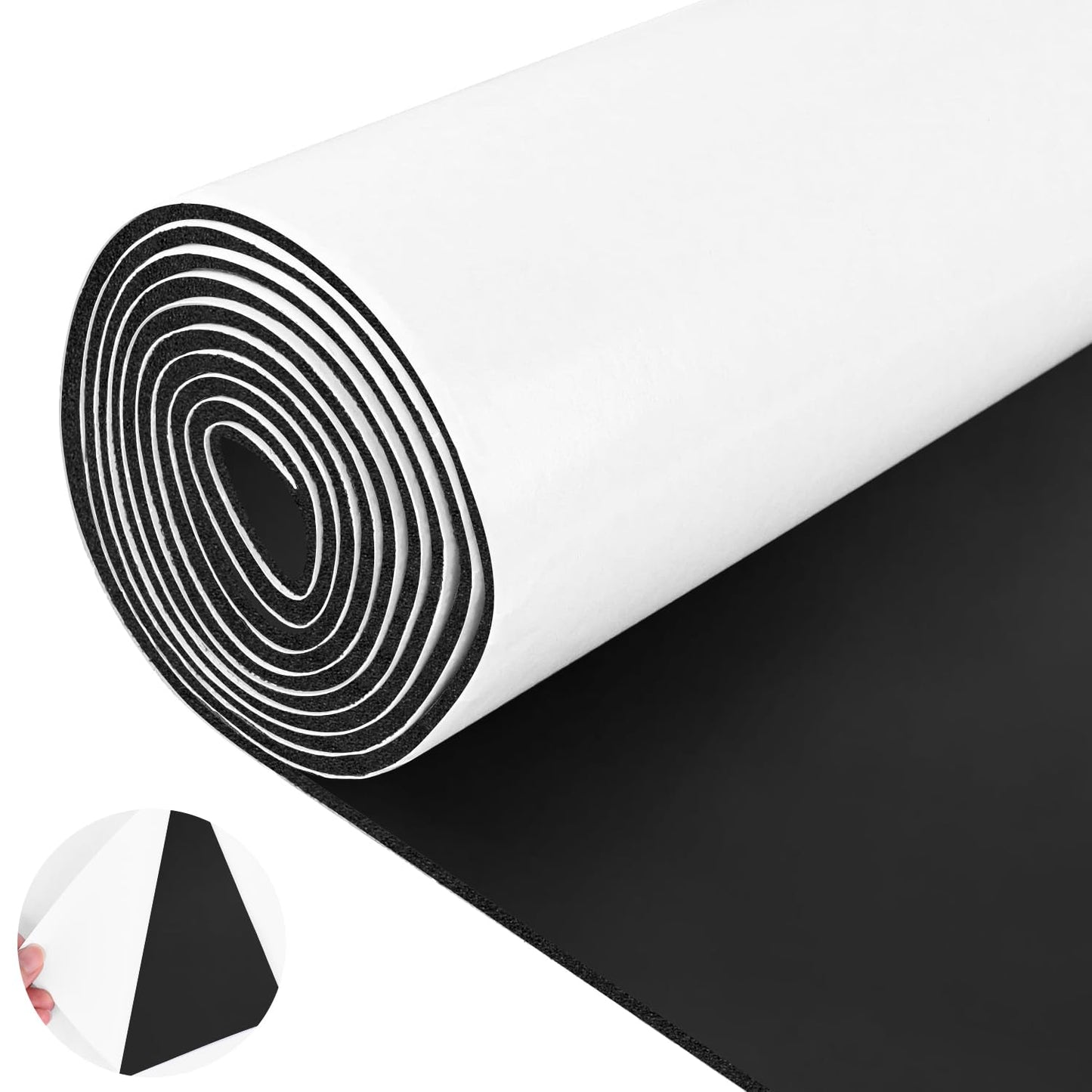 Tolanbbt Sponge Neoprene Foam Sheet with Adhesive - 1/8” Thick, 12” x 59” Closed Cell Foam Rubber Roll, Weatherproof Soundproof Padding for Automotive, Cabinet, Furniture, Crafts, DIY, Black