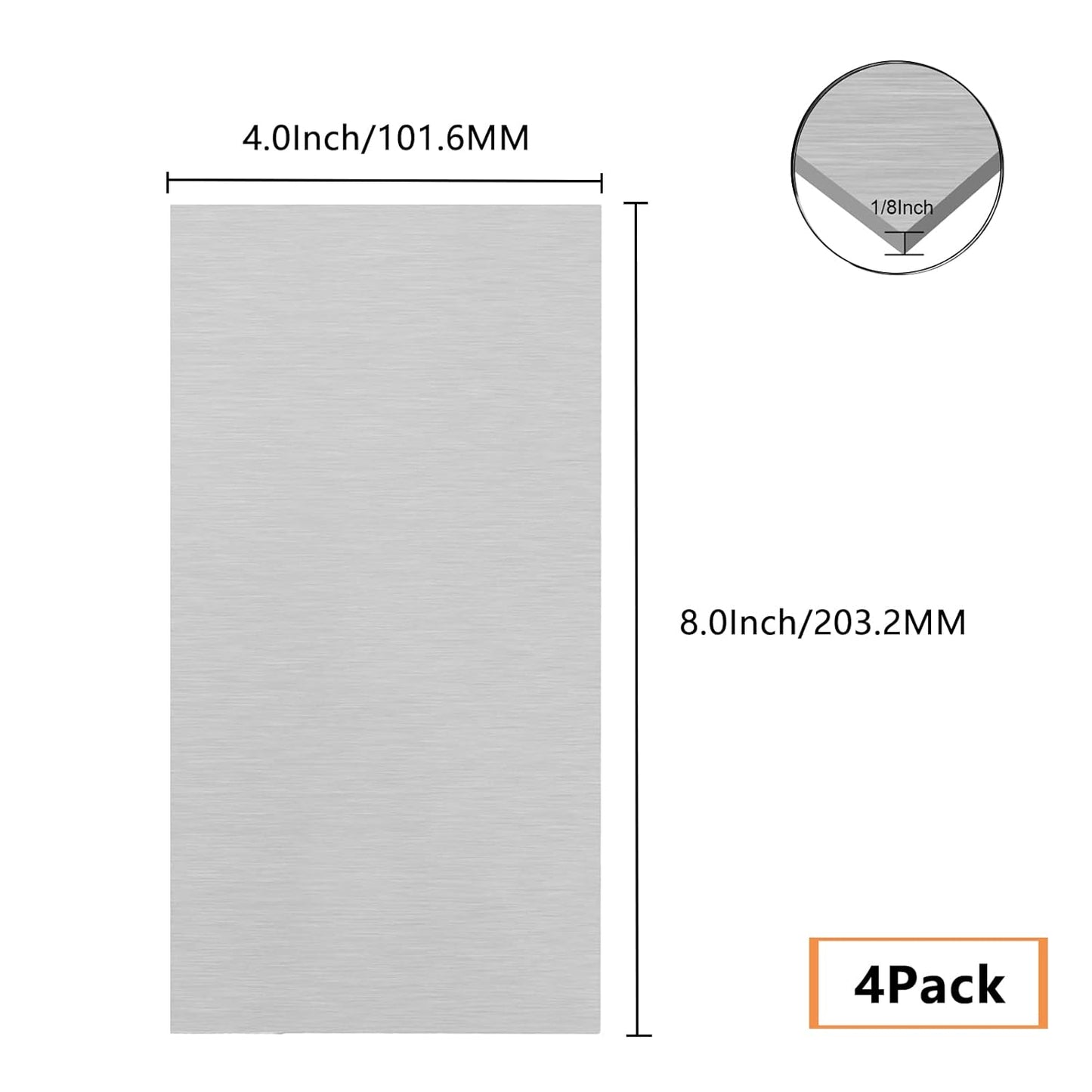 Welding Kit - 4Pack 6061 T651 Aluminum Sheet Metal 4" X 8" X 1/8 Inch Flat Plain Aluminum Plate Weld Practice kit for MIG, TIG, Stick, Arc, Gas and Brazing, Welding Practice kit for Beginners