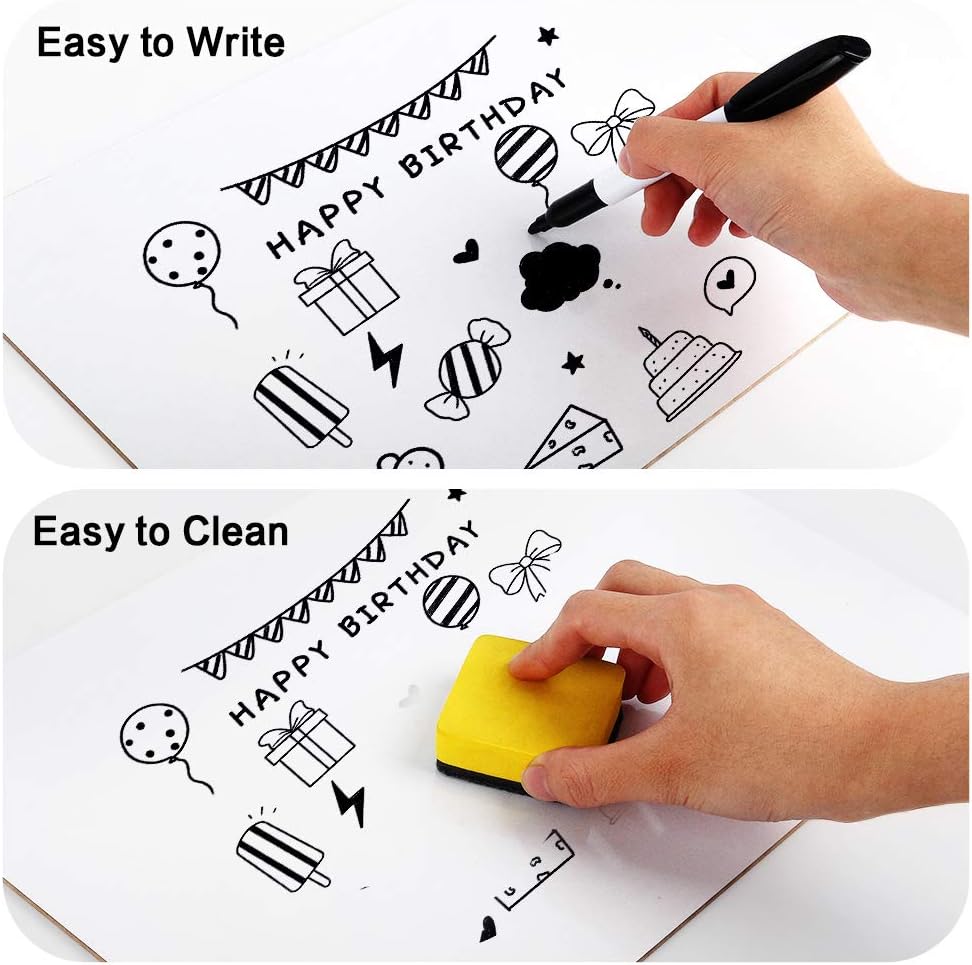 Dry Erase Lapboards, HERKKA 35 Pack Double Sided Dry Erase Lap Boards 9 x 12.5 Inch, 35 Markers, 35 Erasers, Small Dry Erase Boards for Students Classroom Teacher Supplies
