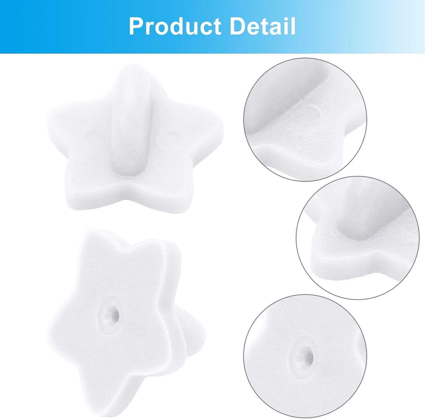100 Pack Star Shape Rubber Pin Backs, Lapel Pin Backing Locking Pin Keepers, Brooch Holder for Uniform Badge Hat Tie（White）