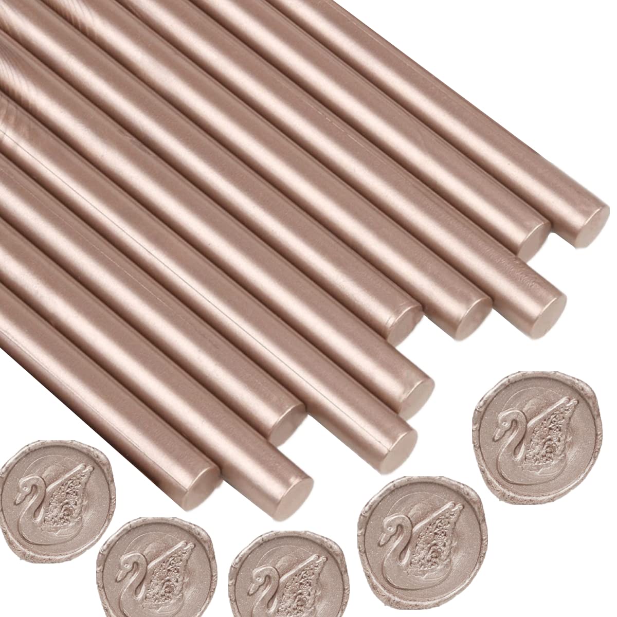 Wax Sealing Sticks, ONWINPOR 10pcs Glue Gun Wax Seal Sticks for Wax Seal Stamp, Melting Wax Seal Sticks for 0.43'' Glue Gun Wax Sealing Sticks (Champagne Gold)