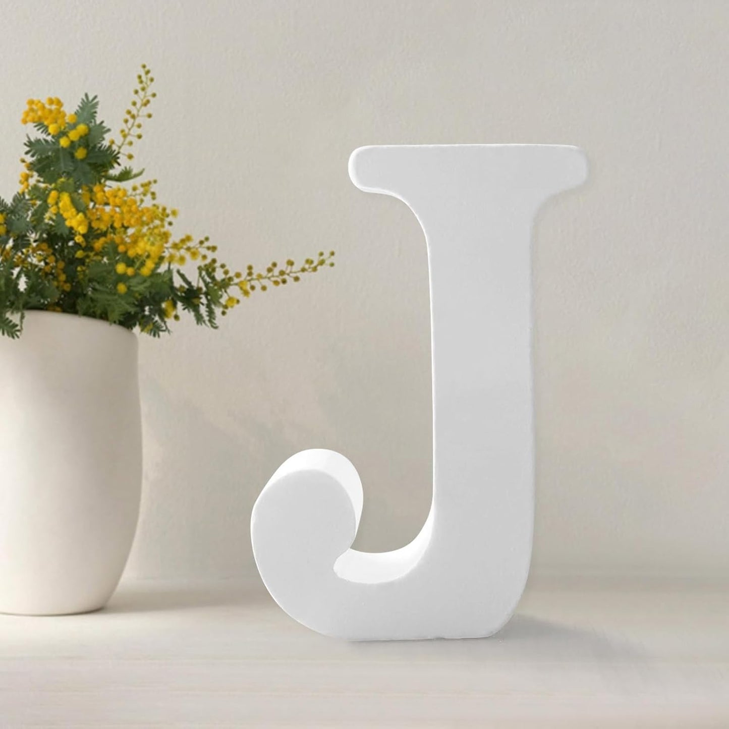 Wood Letters 4.3 Inch, White Unfinished Wood Letters for Graft, Wooden Letters for Wall Decor, Standing Letters for Bedroom, Home, Birthday, Party, DIY Graft (J)