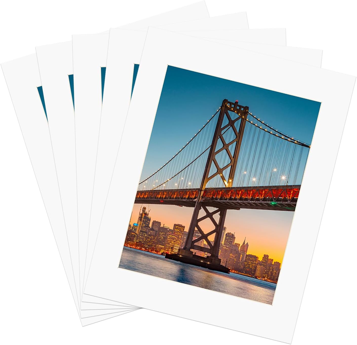 ZBEIVAN 11x14 White Picture Mats with Core Bevel Cut Frame Mattes for 8.5x11 Pictures - Pack of 5