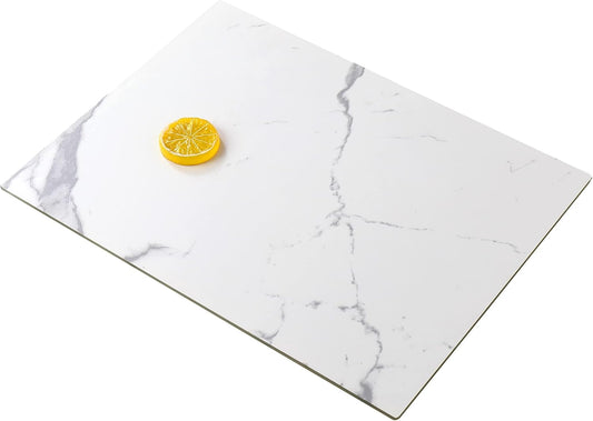 Murrey Home Glass Cutting Board for Kitchen Counter, Tempered Glass Chopping Boards Dishwasher Safe, Small Clear Countertop Tray, Scratch Resistant, Heat Resistant, Non Toxic, White Marble, 20"x16"