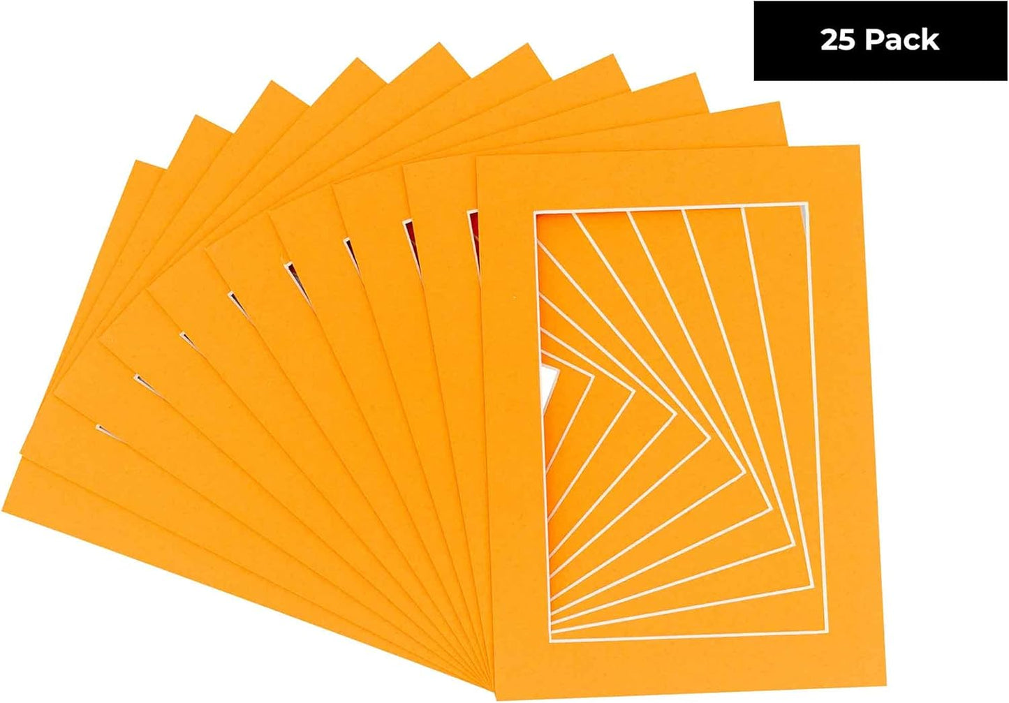 11x14 Mat for 8.5x11 Photo - Precut Orange Picture Matboard for Frames 11 x 14 Inches - Bevel Cut Matte to Display Art 8.5 x 11 Inches - Acid Free Pack of 25 MATS with Backing Boards & Clear Bags