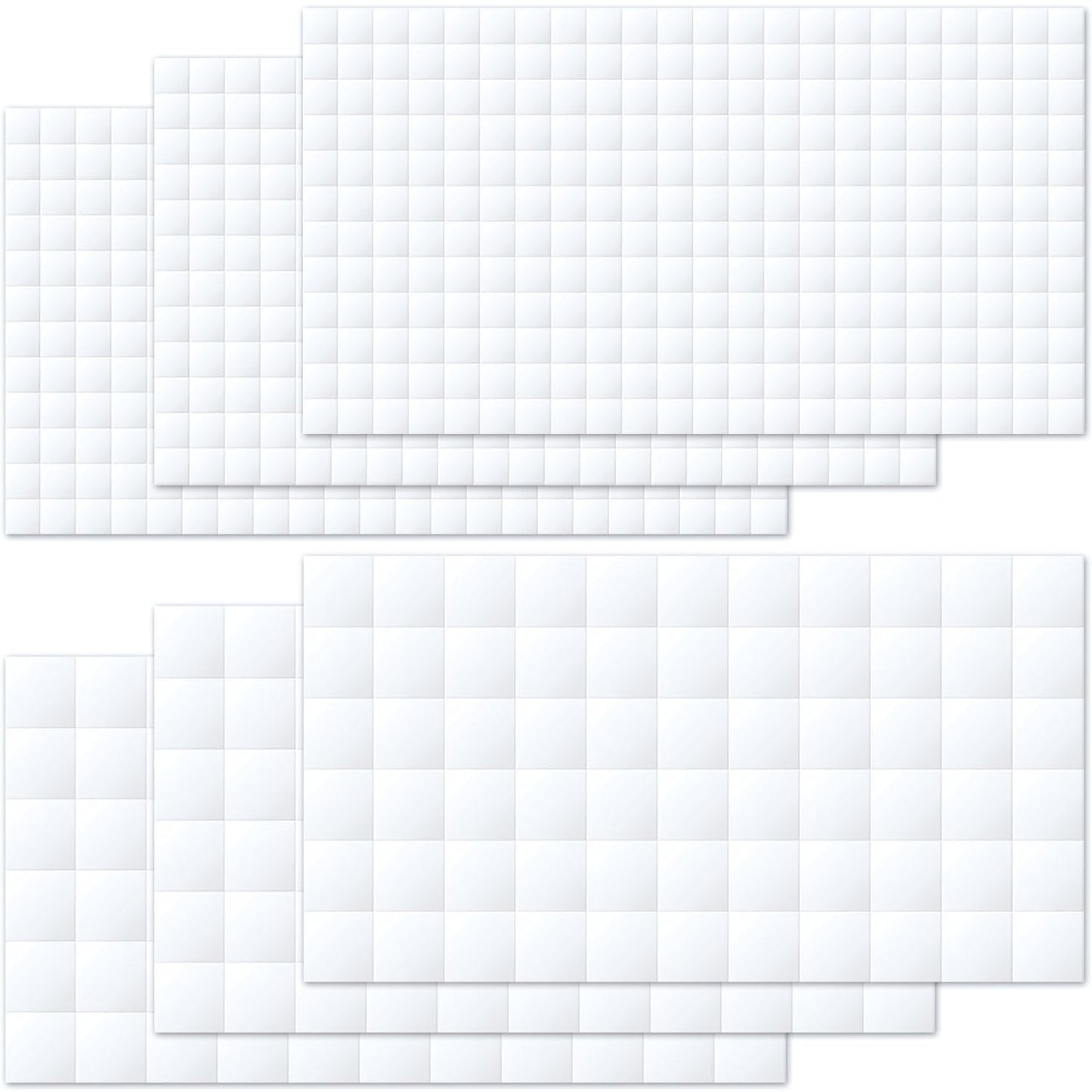 6 Sheet Double-Sided Foam Adhesive Squares, 2 Sizes 3D Square Foam Tape for Crafts, Pre-Cut Foam Mount Adhesive Strips for DIY, Scrapbooks, Office - 990pcs