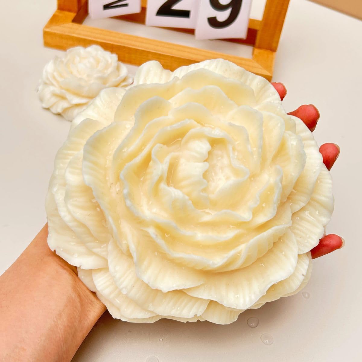 6.7 Inch Peony Silicone Mold, Large Size Flower Candle Mold, Soap Soy Wax DIY Handcraft Accessory, Epoxy Resin Mold for Party Home Wedding Decoration (Large)
