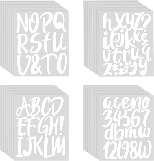 Outus 576 Pieces 8 Sheets Letters Stickers Self Adhesive Vinyl Letter Alphabet Number Stickers Mailbox Numbers Sticker, Decals for Classroom Decor, Sign, Door(White,4 Inch)