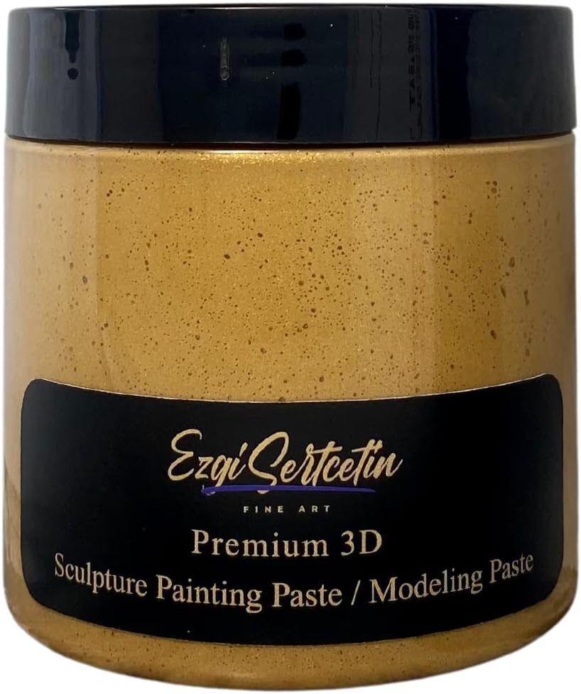 3D Sculpture Painting Paste|Texture Paste|Decorative Plaster|Ready to Use|Unique Metallic Pearl and Neon Colors|Ideal for Artwork|Stencil|Flowers|Texture and Art Relief|6 oz (Parmigiano)