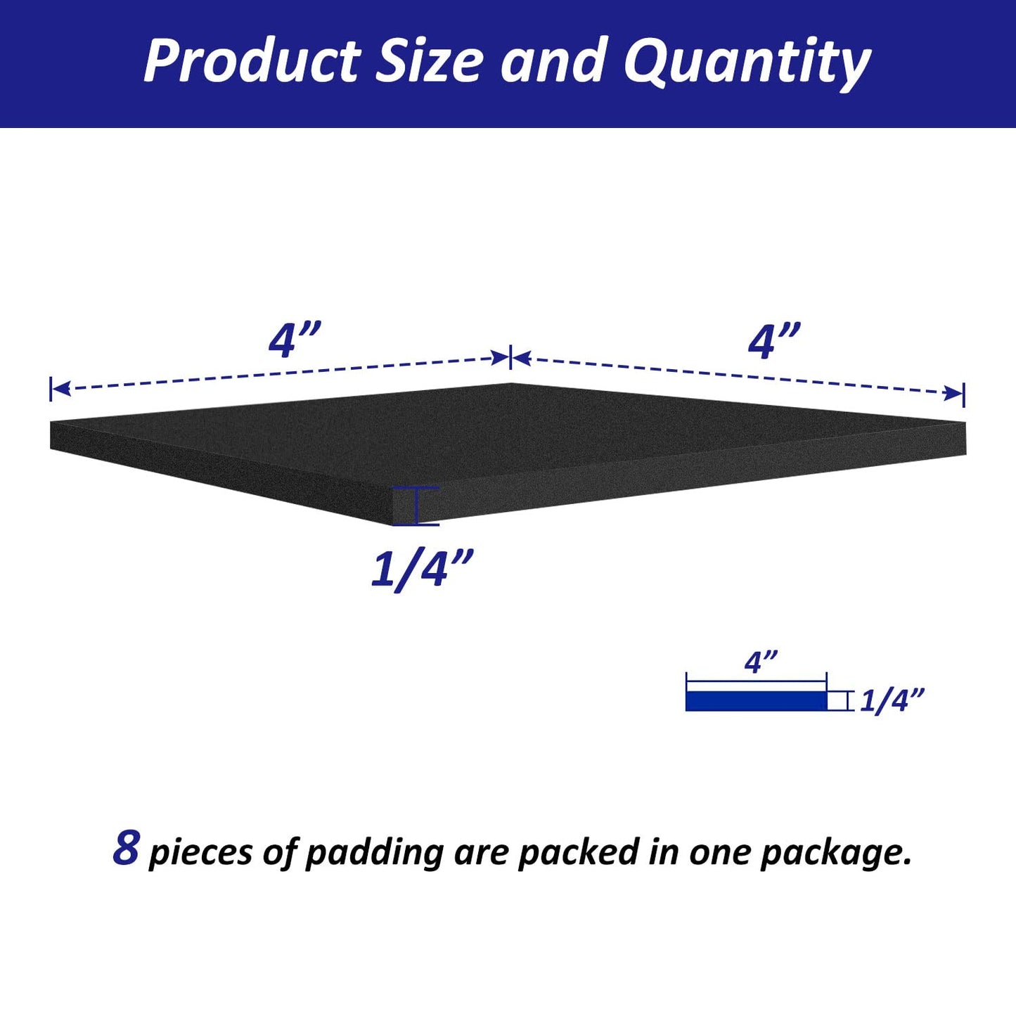 Foam Padding Sheets with Adhesive Backing - 1/4" Thick Self Stick Neoprene Insulation Foam,1/4 Inch Thick X 4 Inch Long X 4 Inch Wide (4, 1/4Inch x 4Inch x 4Inch)