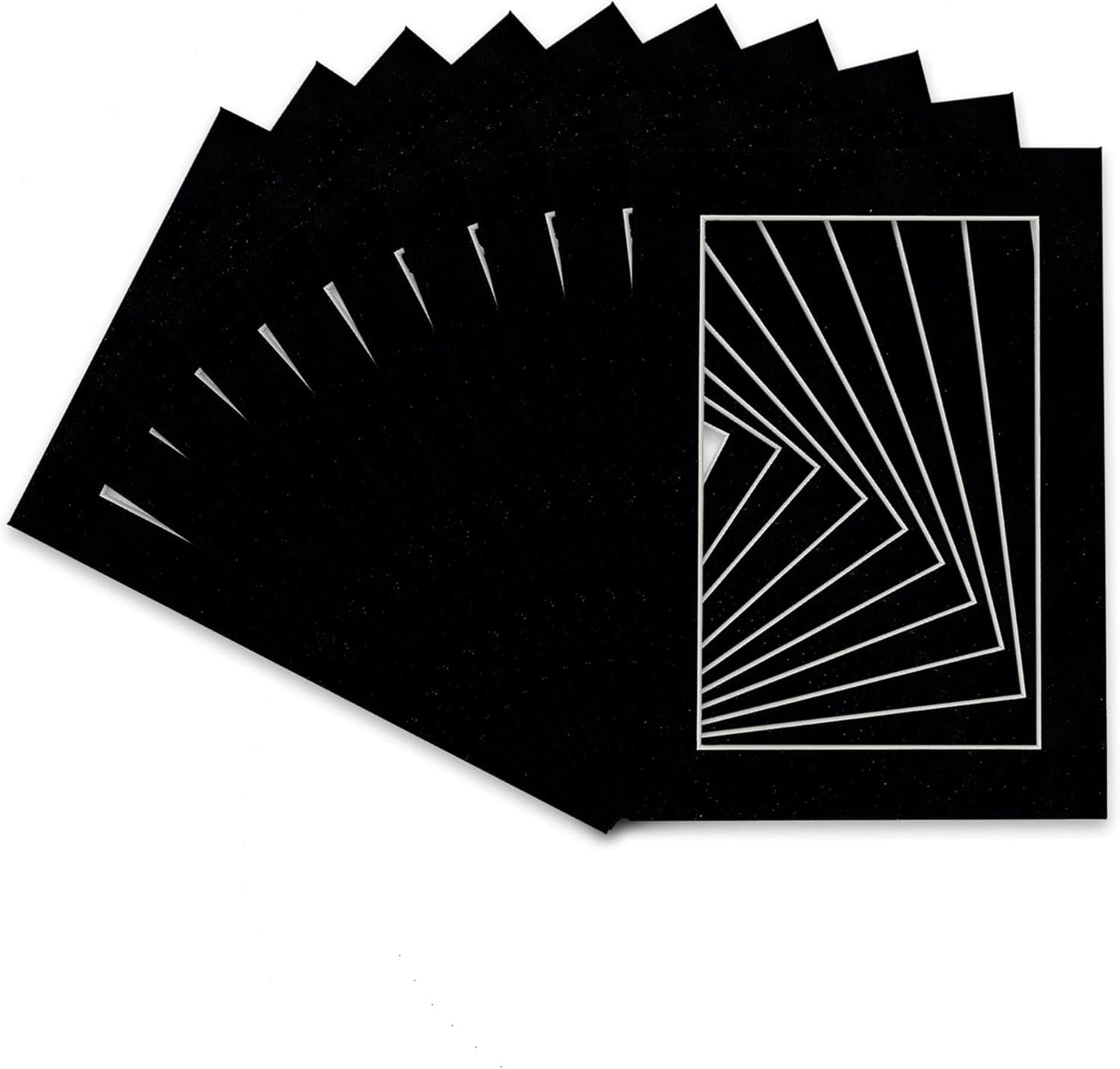 Pack of Ten Acid Free 11x14 Mats Bevel Cut for 8.5x11 Photos - Black Suede Precut Matboards With Backing Boards and Self Seal Photo Mat Bags For Pictures, Photos, Framing - 4-ply Thickness