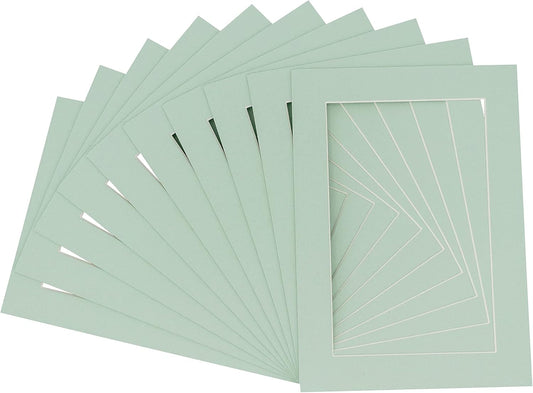 5x7 Mat for 8.5x11 Frame - Precut Mat Board Acid-Free Show Kit with Backing Board, and Clear Bags Honeydew Green 5x7 Photo Matte For a 8.5x11 Picture Frame Matboard for Framing, Pack of 25 Mats