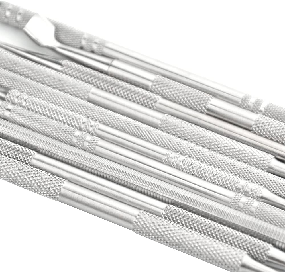 TOVOT 10PCS Stainless Steel Clay Sculpting Tools Metal Sculpting Tools Double-Side Clay Modeling Tools Wax Carving Tools (Silver-2)