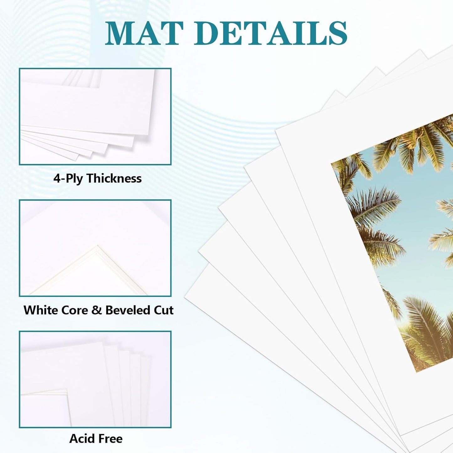 ZBEIVAN 11x14 White Picture Mats with Core Bevel Cut Frame Mattes for 8x10 Pictures - Pack of 5