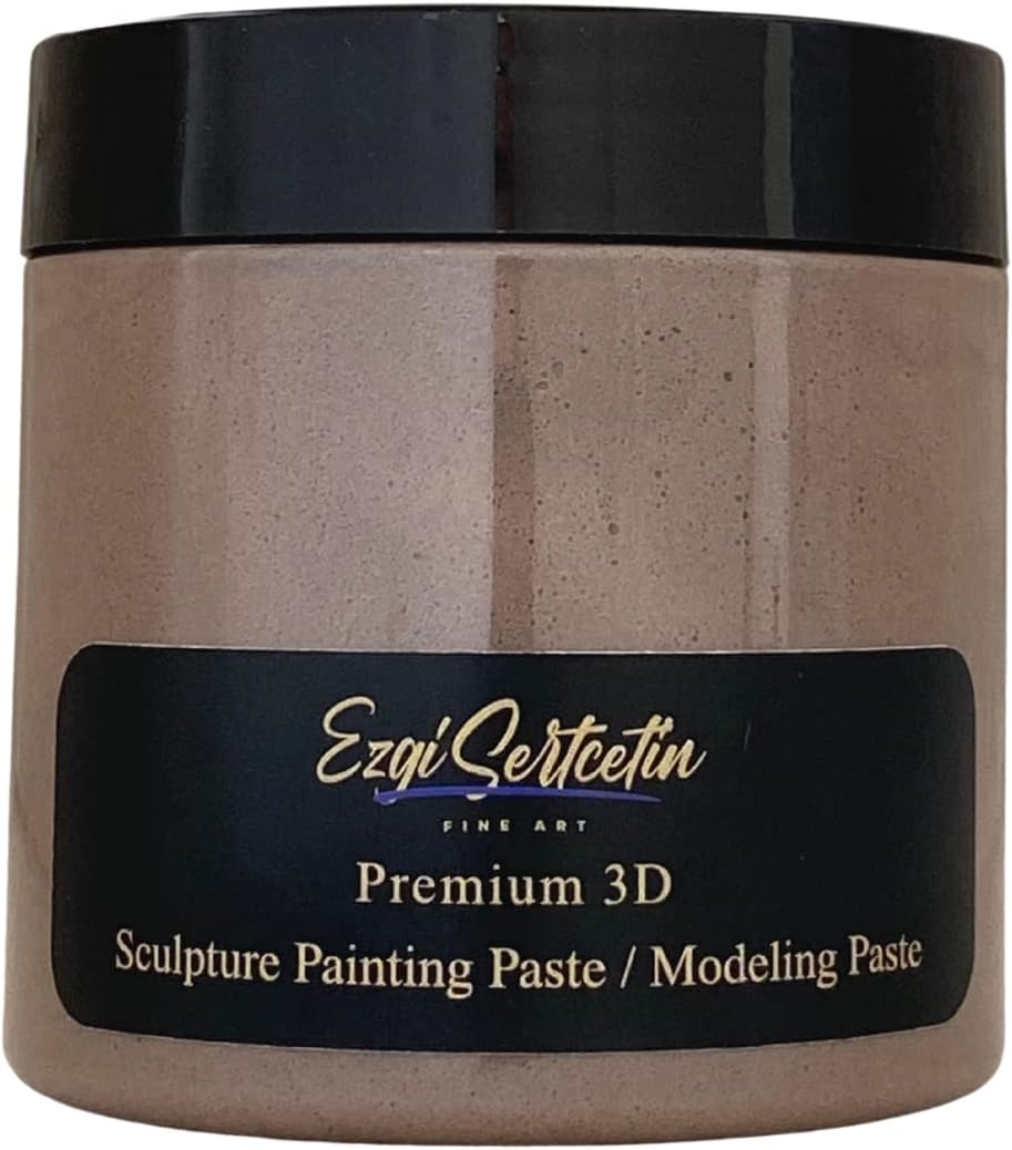 3D Sculpture Painting Paste|Texture Paste|Decorative Plaster|Ready to Use|Unique Metallic Pearl and Neon Colors|Ideal for Artwork|Stencil|Flowers|Texture and Art Relief|6 oz (Cappuccino)