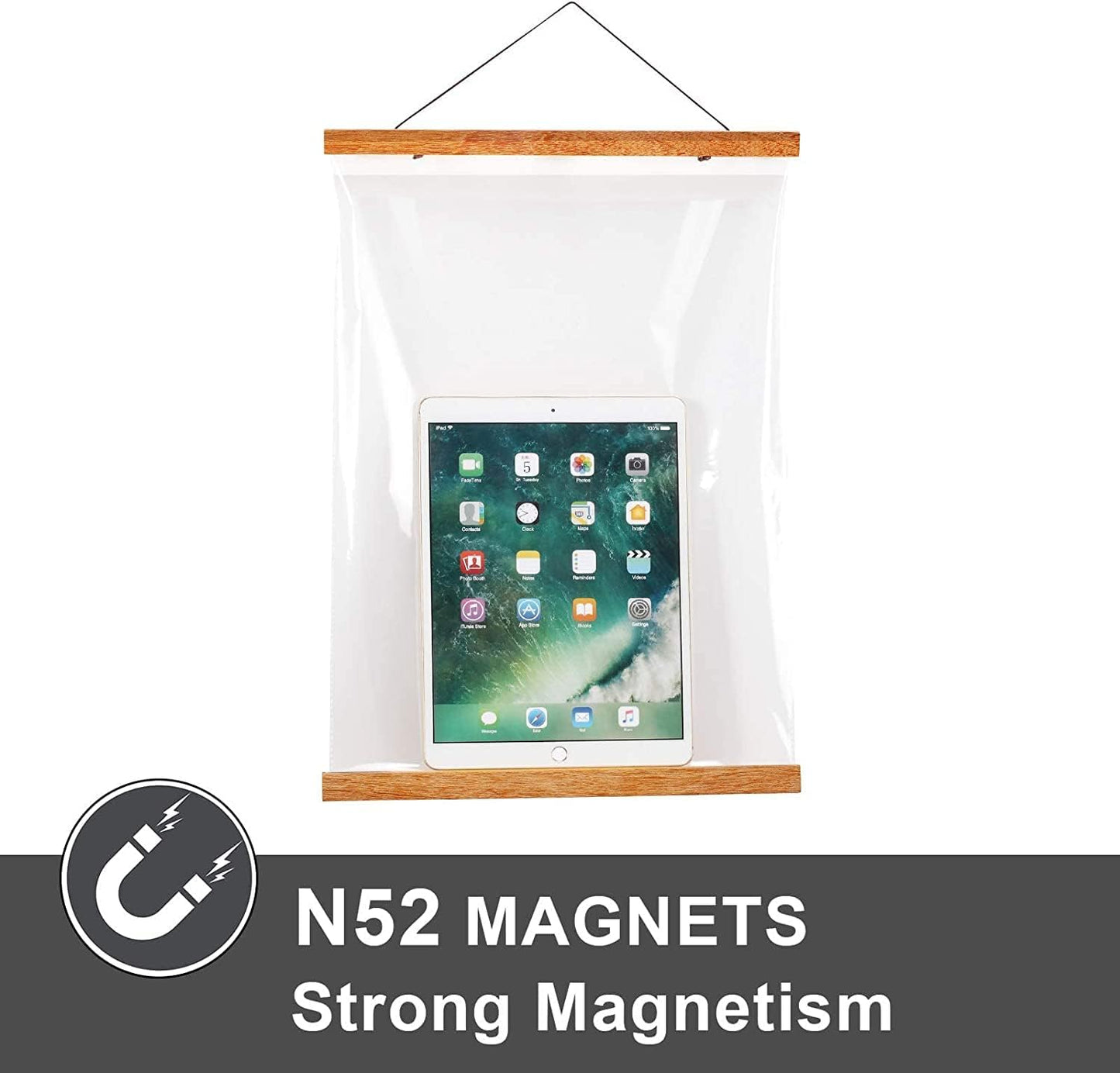 WITCOLOR 32" Wide Magnetic Poster Hanger Frame - 32x24 32x45 32x40 Wooden Poster Frame, Solid Teak Wood, Strong Magnets for Easy Hanging Posters Maps Pictures Canvas Scrolls Print Wall Art