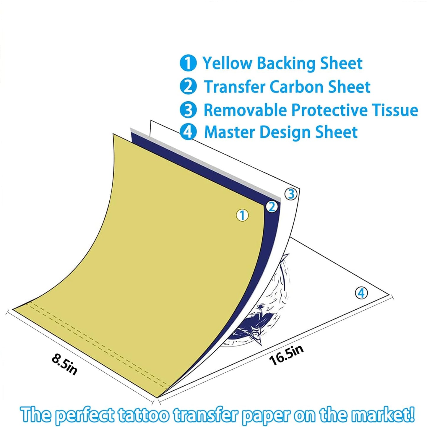 2025 NEW Extended Tattoo transfer paper,100 Sheets Premium Stencil Transfer Paper for Tattooing，4 Layers 8.5" X 16.5"
