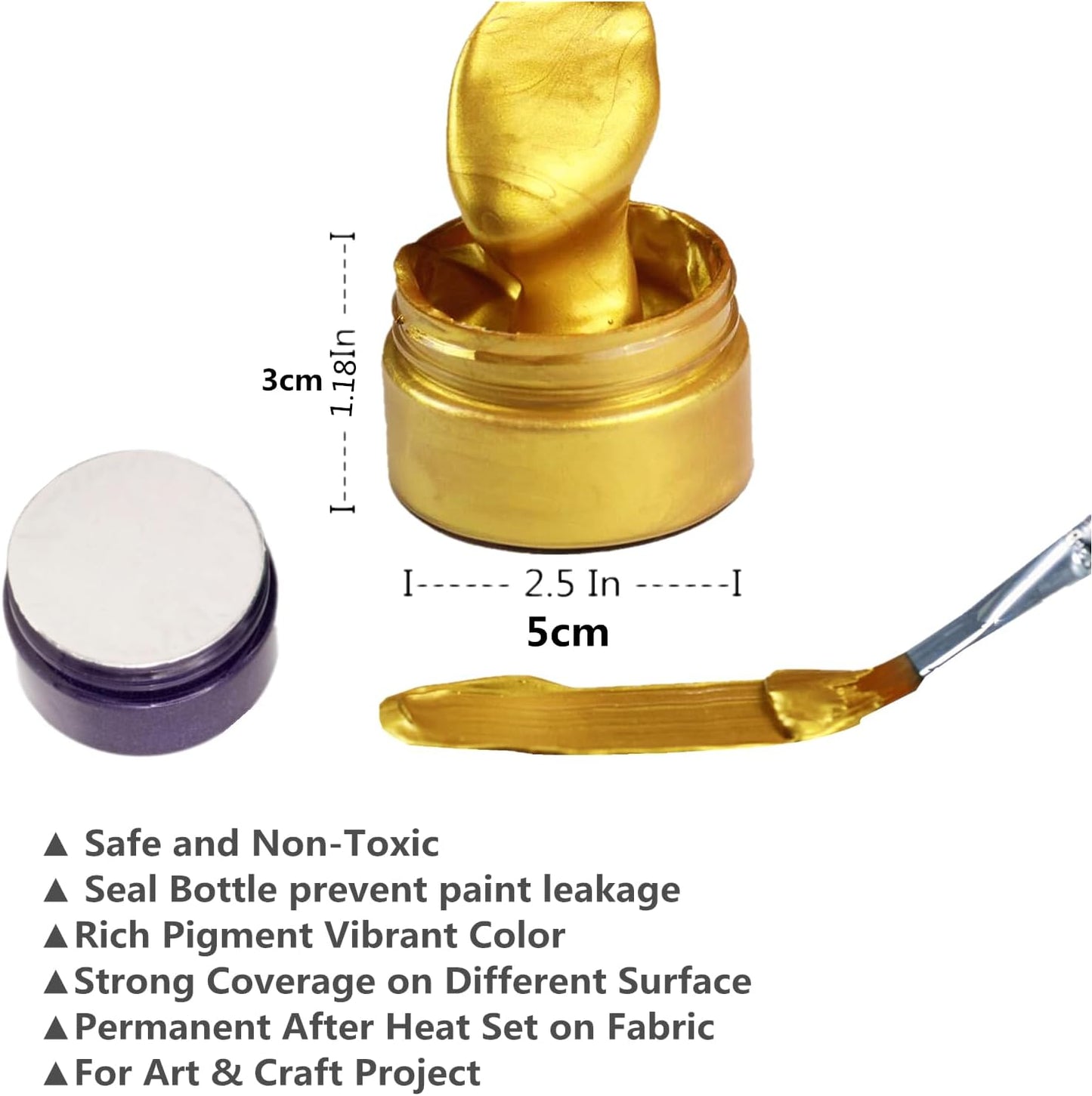 Shimmer Copper Metallic Acrylic Paint Metallic Chalk Paste 1.7oz/50ml, Ideal for Wood/T-Shirts/Glass/Stone, DIY Crafts Projects Glitter Pearlescent Golden Pigment Suitable for Beginners Artists