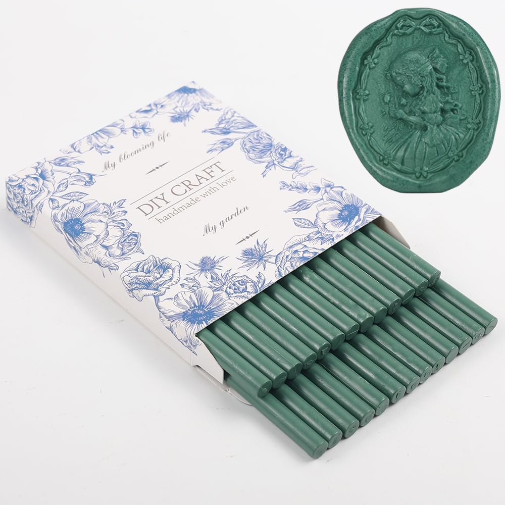 Olive Green Wax Seal Sticks 26pcs Olive Green Wax Sticks Mini Sealing Wax Sticks for Wax Seal Stamp Wedding Invitations Envelopes Christmas Package Gift Decoration (Olive Green)