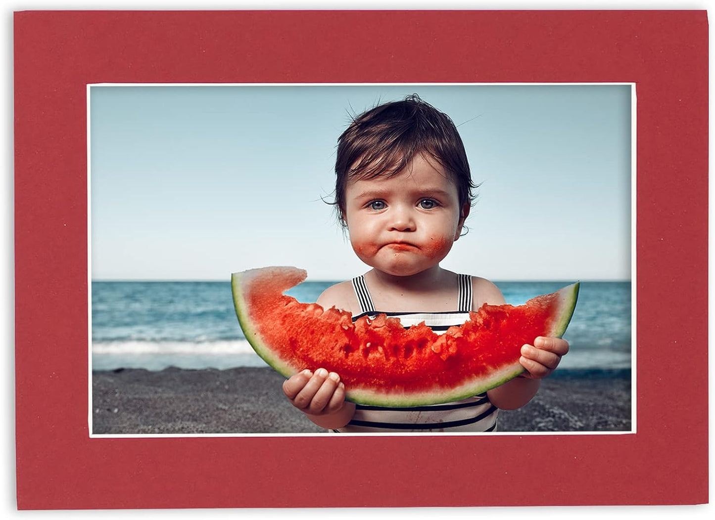 5x7 Mat for 8.5x11 Frame - Precut Mat Board Acid-Free Deep Red 5x7 Photo Matte Made to Fit a 8.5x11 Picture Frame, Premium Matboard for Family Photos, Show Kits, Art, Picture Framing, Pack of 10 Mats