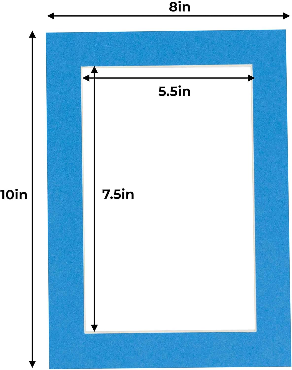 6x8 Mat for 8x10 Frame - Precut Mat Board Acid-Free Bay Blue 6x8 Photo Matte Made to Fit a 8x10 Picture Frame, Premium Matboard for Family Photos, Show Kits, Art, Picture Framing, Pack of 10 Mats