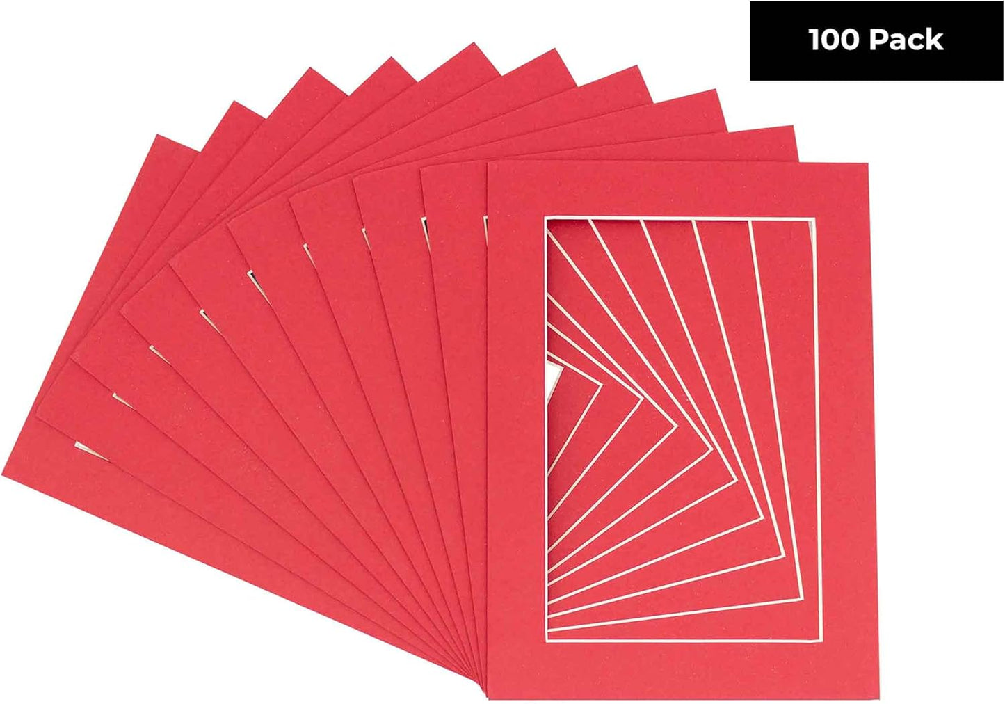 5x7 Mat for 8.5x11 Frame - Precut Mat Board Acid-Free Deep Red 5x7 Photo Matte Made to Fit a 8.5x11 Picture Frame, Premium Matboard for Family Photos, Show Kits, Art, Picture Framing, Pack of 100 Mats