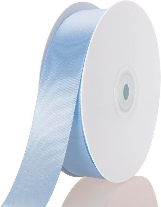 1 Inch Baby Blue Ribbon, 50 Yards Craft Polyester Satin Ribbon Perfect for Gift Wrapping, Handmade Roses, Wedding Party Decorations and DIY Crafts
