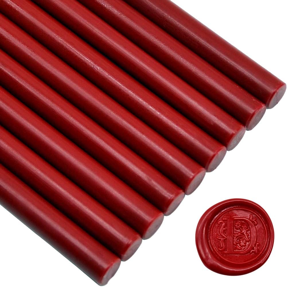 TELOSMA Matte Dark Red Glue Gun Sealing Wax Sticks Wax Seal Rod for Sealing Wine Bottle - 12 Sticks