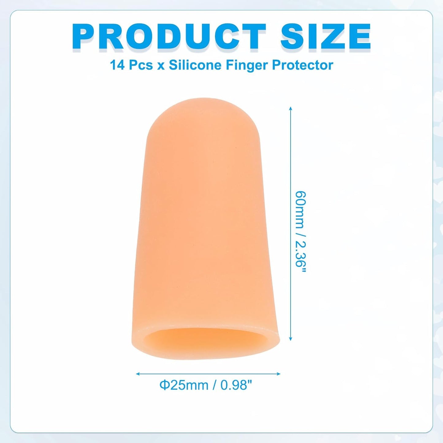 PATIKIL Gel Finger Cots 2"x0.79", 14 Pcs Silicone Finger Protector Support Finger Sleeve Cushions Thumb Protector Covers Fingertip Caps Gloves for Finger Cracking, Beige