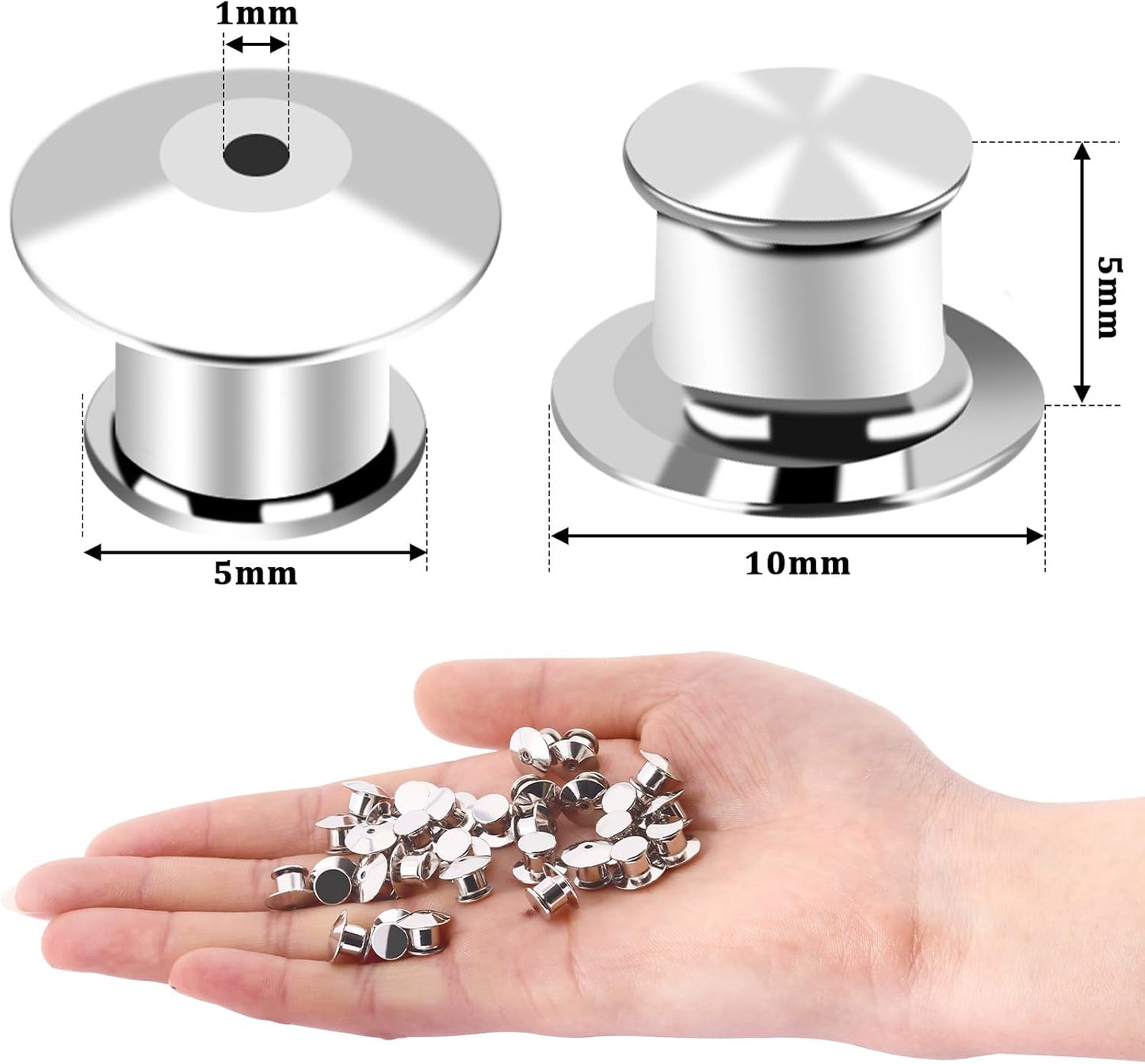 DECYOOL 100PCS Metal Locking Pin Backs, Pin Keepers Clasp Pin Backs Locking Buckles for Brooch DIY Crafts Badges Enamel Lapel Needles Pin Lock
