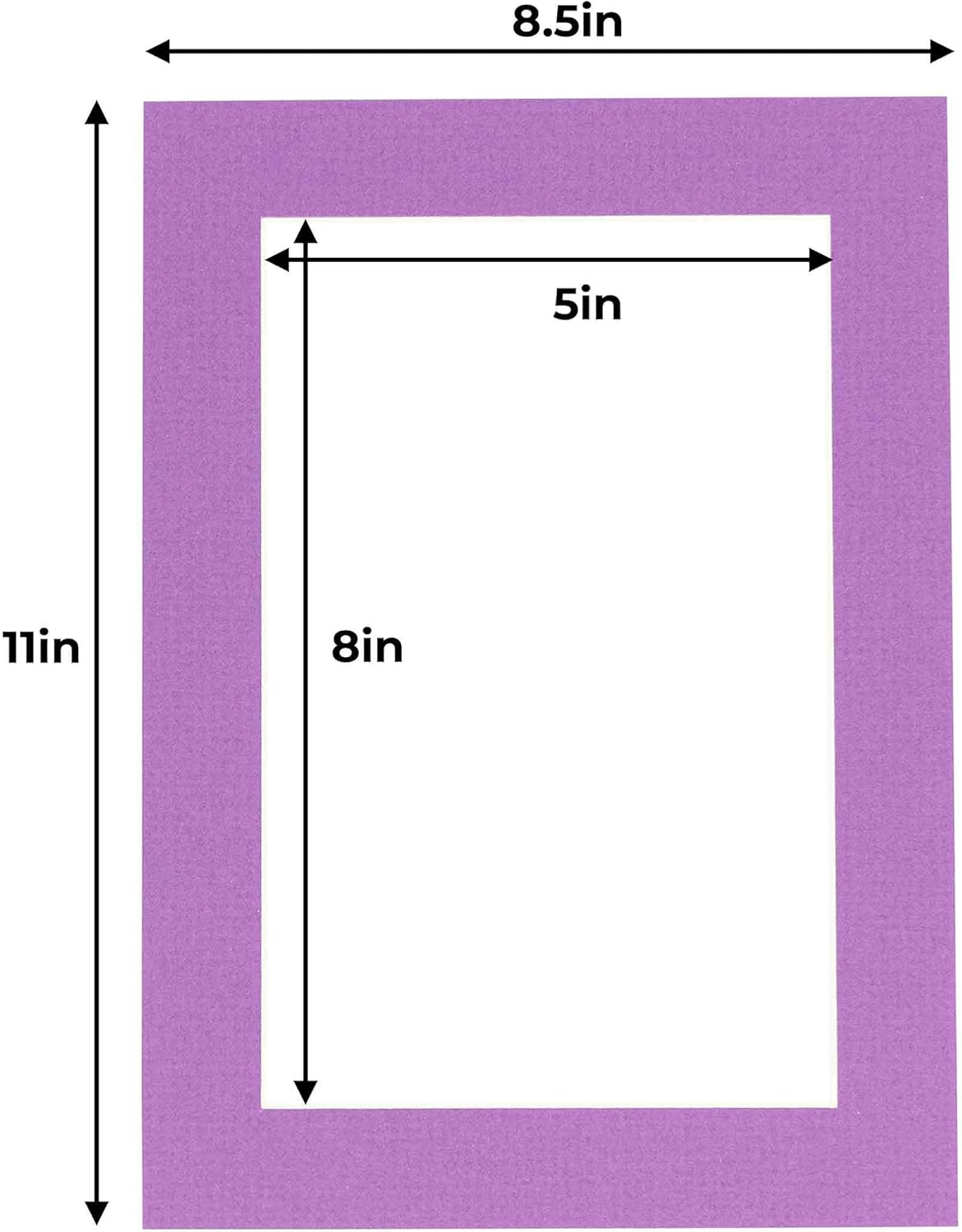 5.5x8.5 Mat for 8.5x11 Frame - Precut Mat Board Acid-Free Dark Purple 5.5x8.5 Photo Matte for a 8.5x11 Picture Frame, Matboard for Family Photos, Show Kits, Art, Picture Framing, Pack of 10 Mats